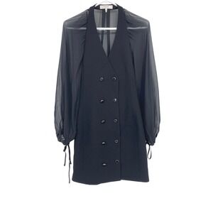FRAME‎ Crepe De Chine Blazer Minidress In Black XS